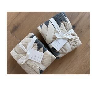 New Pottery Barn Aubrey Patchwork Quilt Euro Shams Set 2